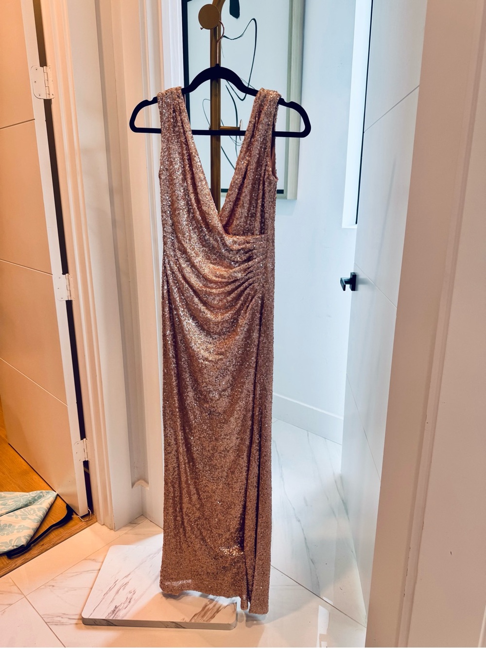Ralph Lauren Rose Gold Sequin Slip Maxi Dress - Picture 4 of 12